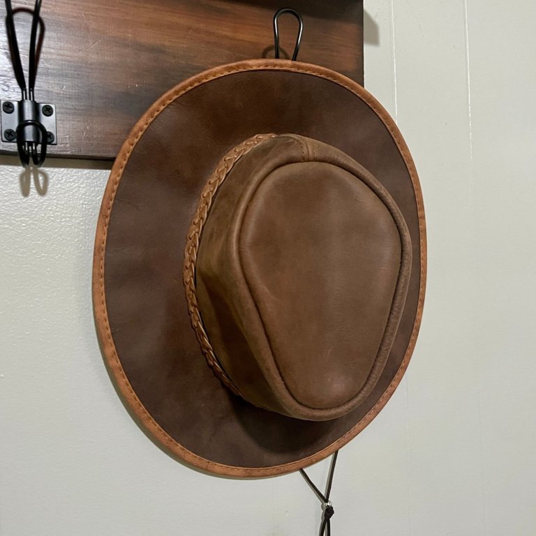 American Hat Makers Crusher Leather Outback Hat
