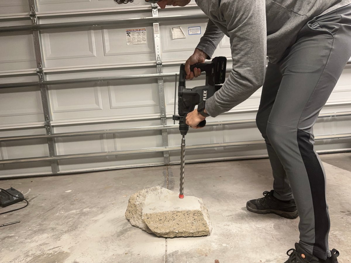 Flex FX1551A-Z 1-Inch SDS Plus Rotary Hammer Drill in use