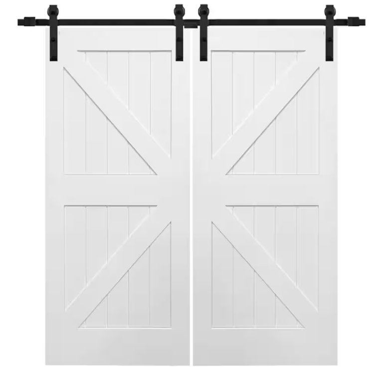 Dual sliding barn doors on hardware.