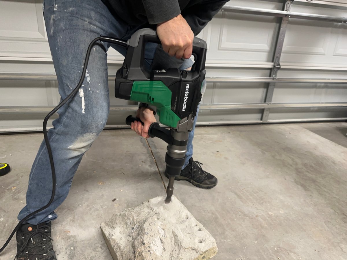 Metabo HPT 1 9_16-Inch SDS Max Rotary Hammer Drill in use