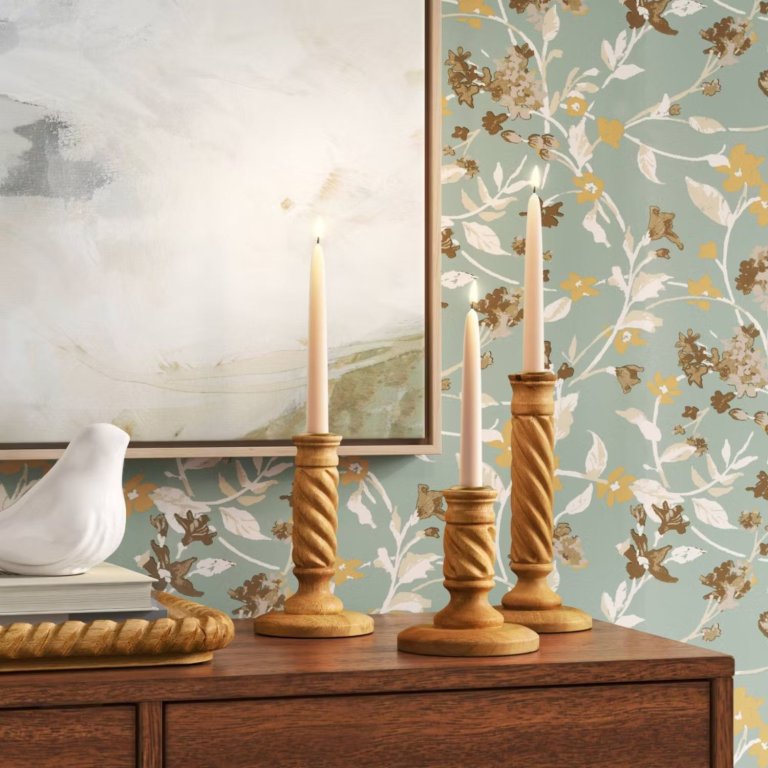 Set of 3 Wood Taper Candle Holders