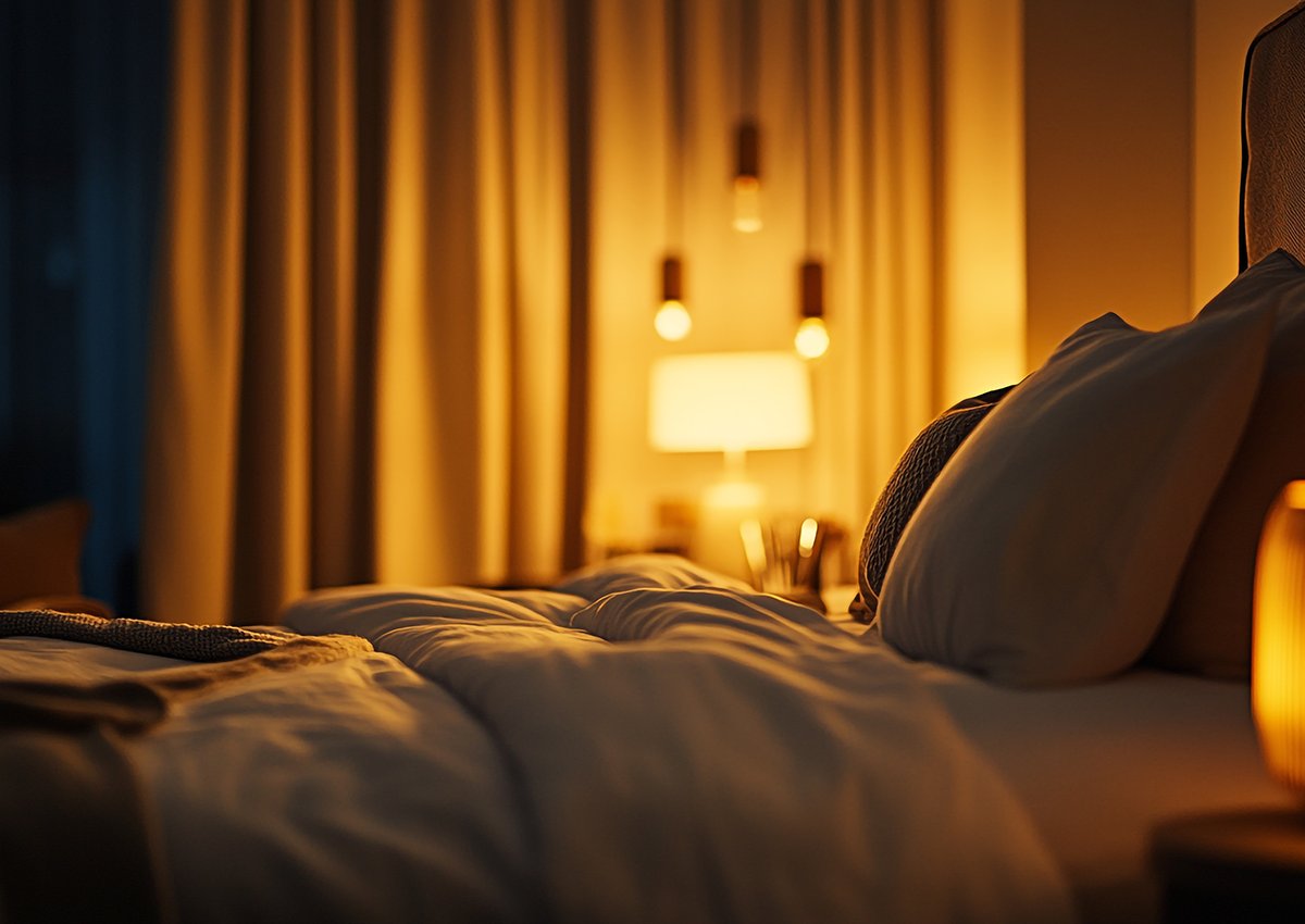 A cozy, peaceful bed to promote well-being at home.