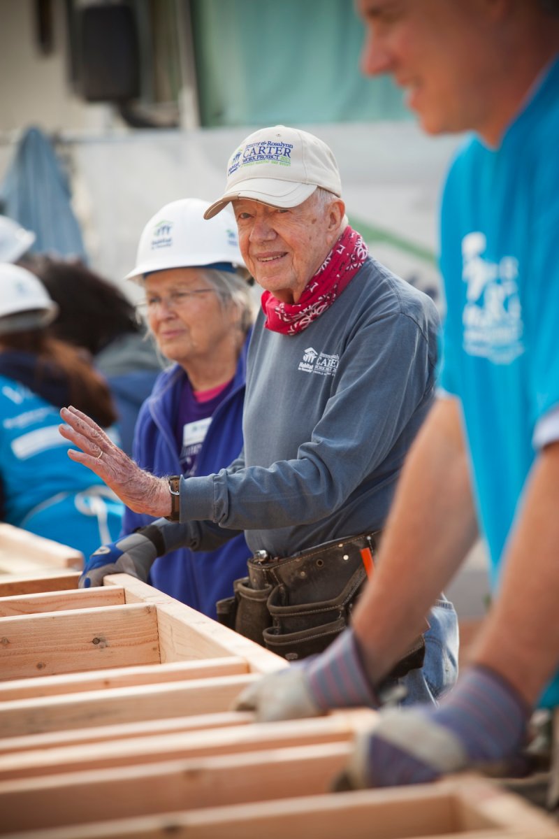 Jimmy Carter building a home with Habitat for Humanity.