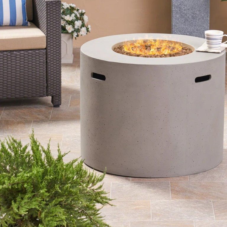 Latitude Run Caelan Round Concrete Fire Pit Table