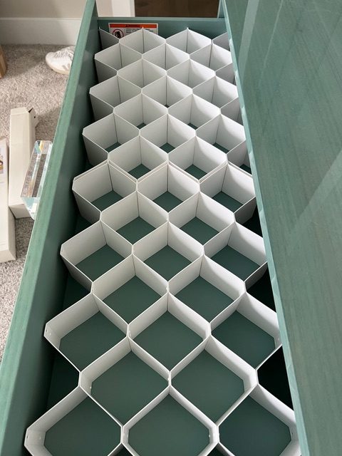 Honeycomb drawer divider.