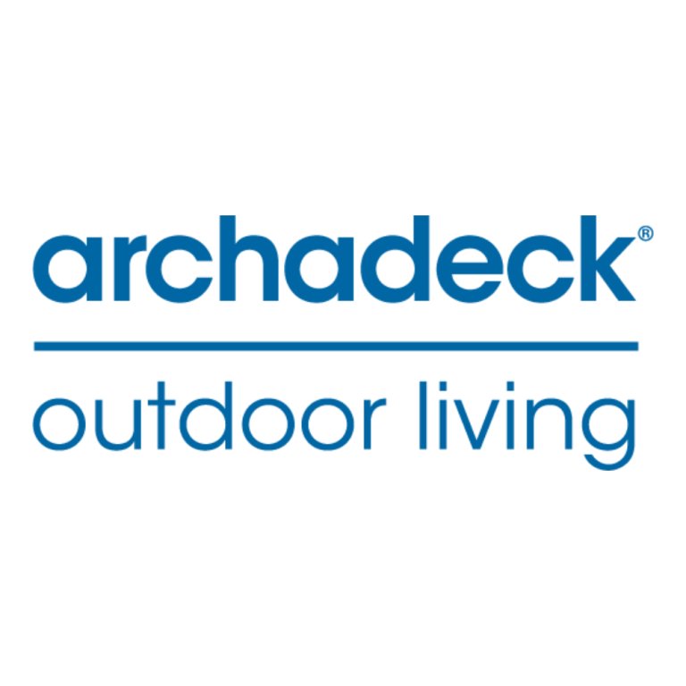 Blue Archadeck Outdoor Living logo on a white background