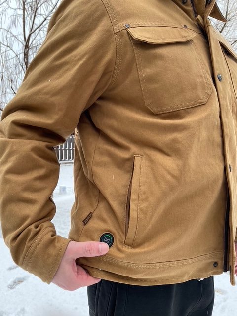Control button on Fieldsheer Mobile Warming Heated Ranch Jacket