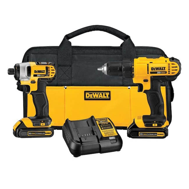 Deal on Two DeWalt Drills DeWalt 20V MAX Drill and Impact Driver 2-Tool Combo Kit