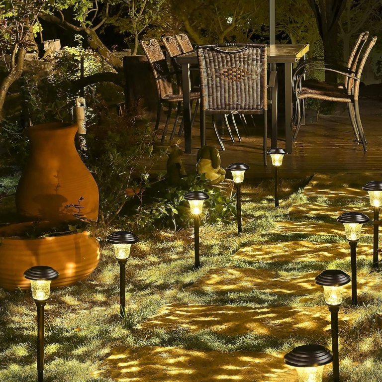 Garden Lighting Ideas Gigalumi Hammered Metal Solar Yard Light Set