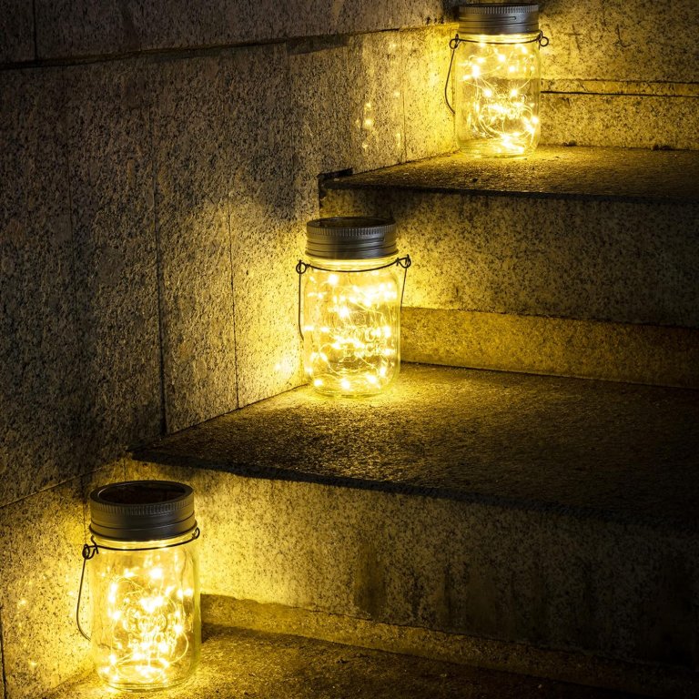 Garden Lighting Ideas Gigalumi Solar Mason Jar Lights Set