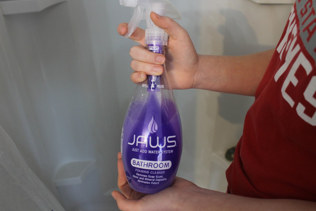 Jaws Bathroom Cleaner held in hand