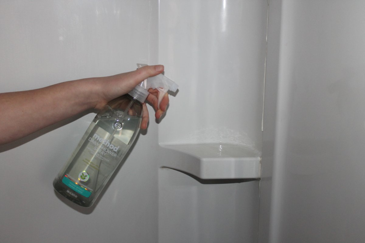 Method Daily shower cleaner spraying in shower