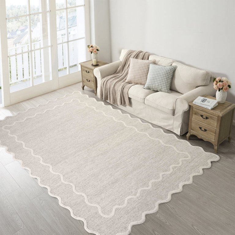 New Walmart Home Decor Furnishing Outdoor Living Collection My Texas House Ivory Scallop Wool Area Rug