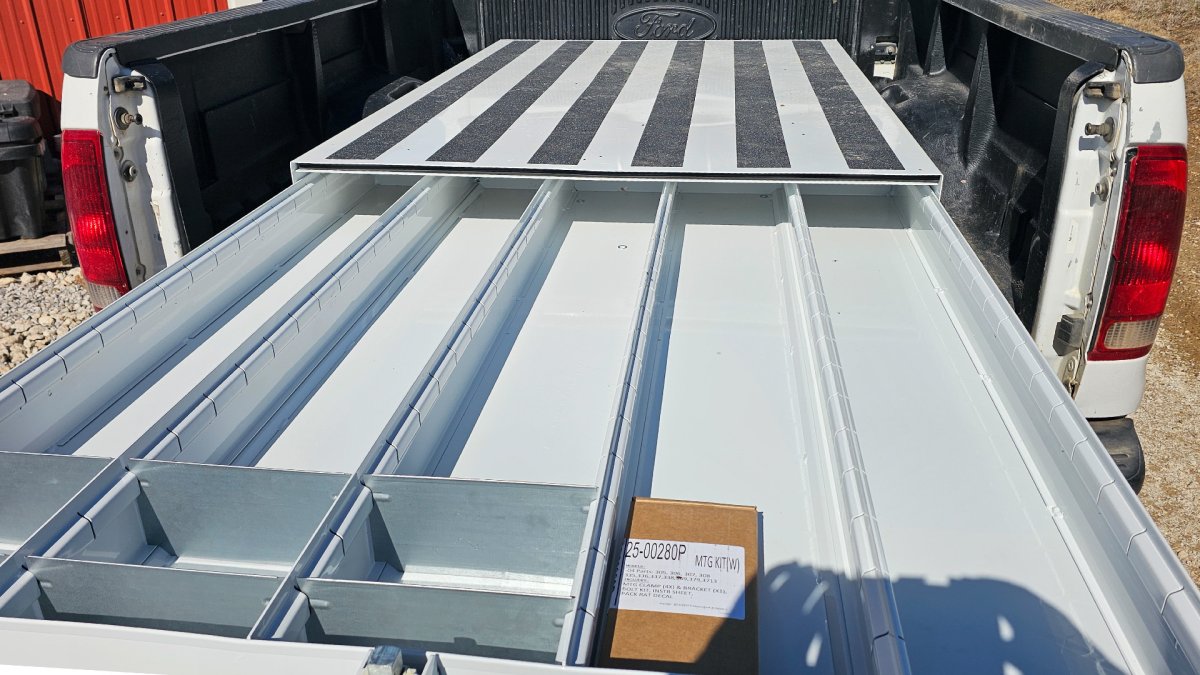 Slid out drawer on Weather Guard Tool Boxes