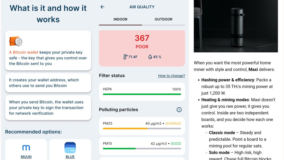 Three screenshots of App for HeatBit Space Heater 