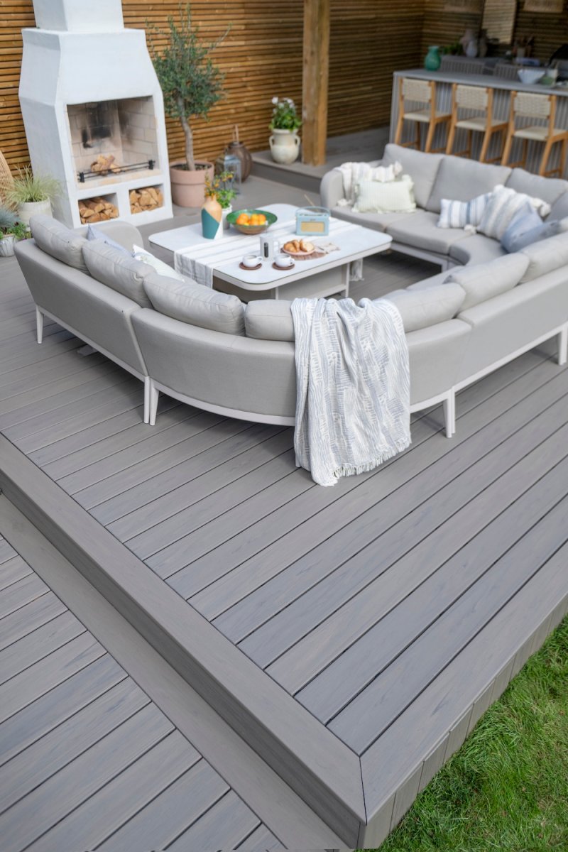 Trex composite deck styled for outdoor entertaining.