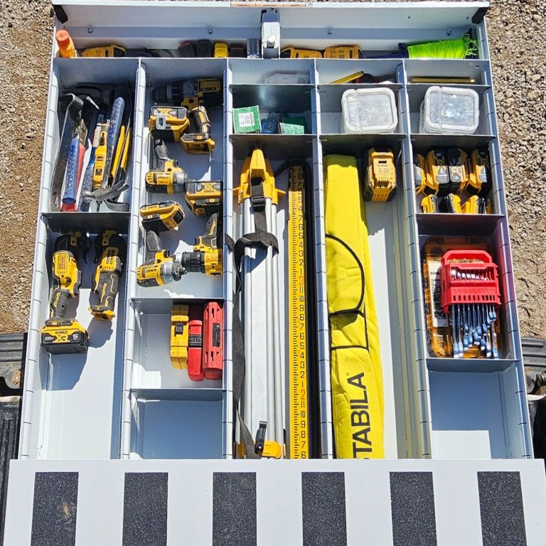 Weather Guard Truck Bed Tool Box filled with tools during testing