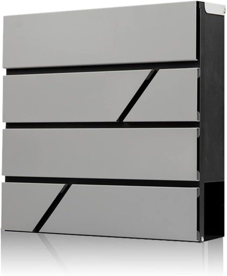 Mailbox Wall Mount,Large Capacity Locking Mailbox for Outside,Galvanized Steel Cover and Rust-Proof Metal Post Box with Newspaper Holder,14.6"x14.6"x4.3" Silver,MD025S