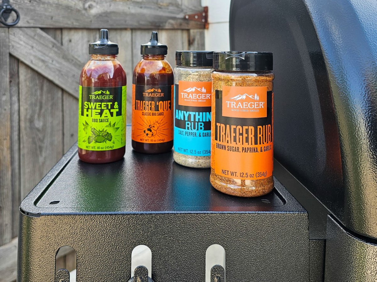 Assortment of Traeger sauces and rubs