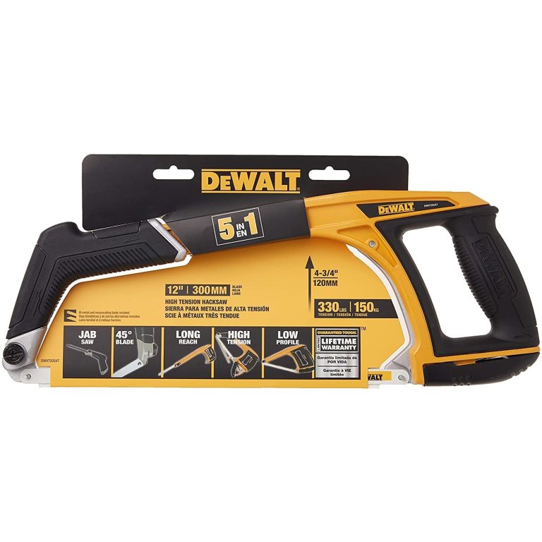 DeWalt 5-in-1 Multifunction Hacksaw on a white background