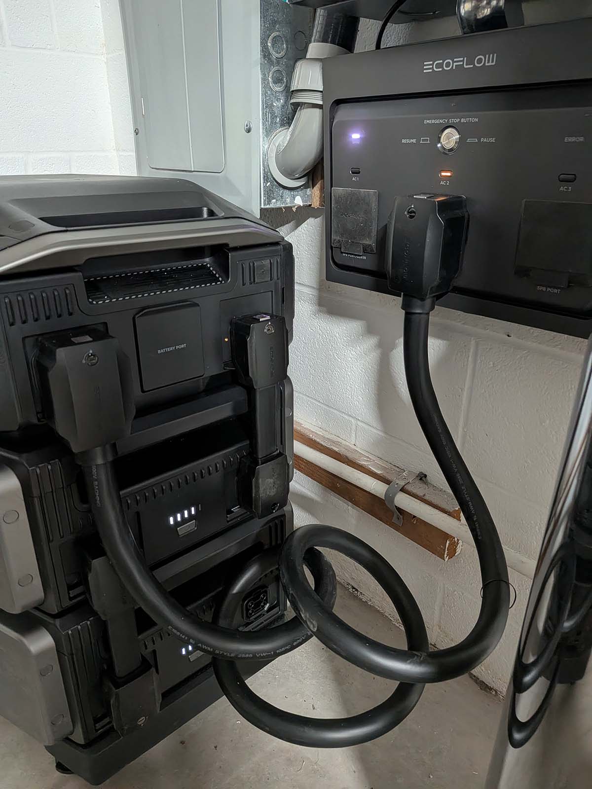 The back of the EcoFlow Delta Pro Ultra X installed for whole-house use