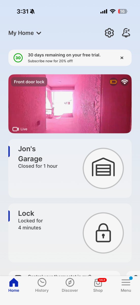 App view of the MyQ Video Smart Lock