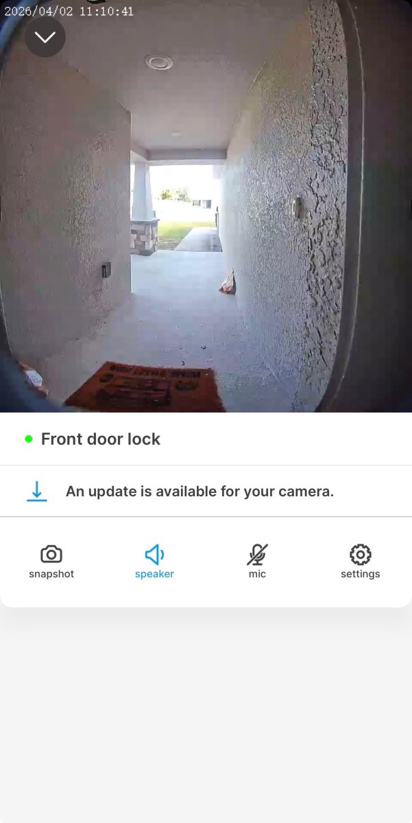 The MyQ Video Smart Lock app view