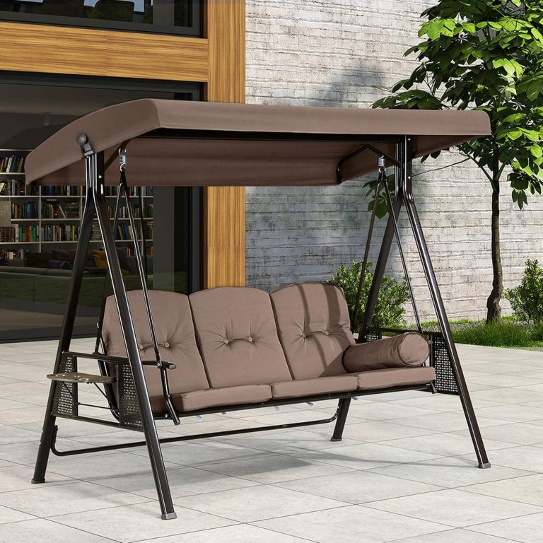 Purple Leaf 3-Seat Deluxe Outdoor Patio Porch Swing