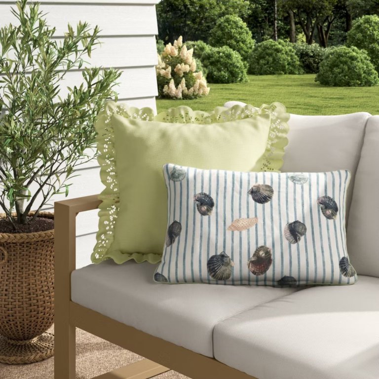 Shell Striped Outdoor Lumbar Pillow