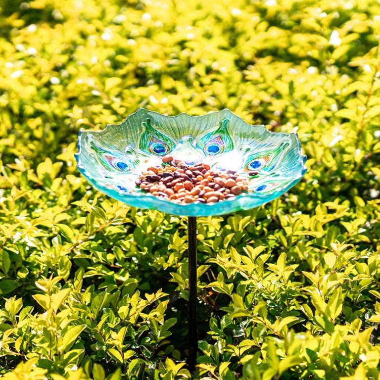 The Best Bird Baths Option Mumtop Glass Bird Bath With Metal Stake