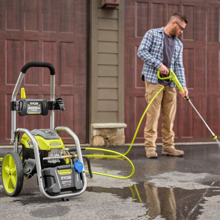 The Home Depot Outdoor Power Tool Roundup RYOBI 3000 PSI Electric Pressure Washer with Surface Cleaner