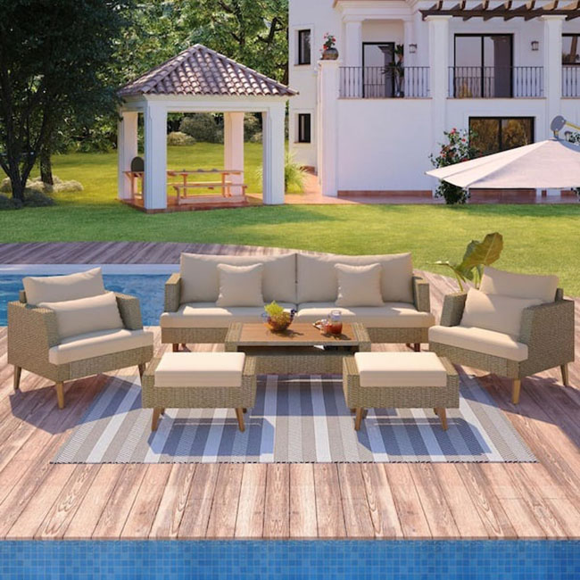 The Home Depot Spring Patio Deals Roundup Harper & Bright Designs 6-Piece Wicker Sectional Set