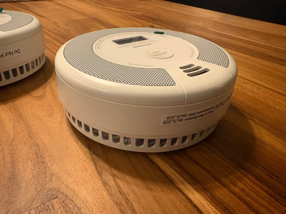 X-Sense Smoke and CO alarm on a table before testing