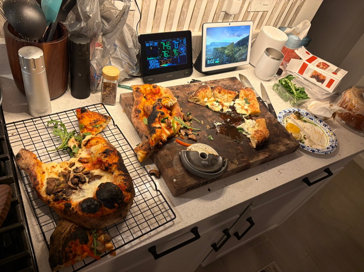 An array of pizzas made using Gozney pizza ovens during testing 