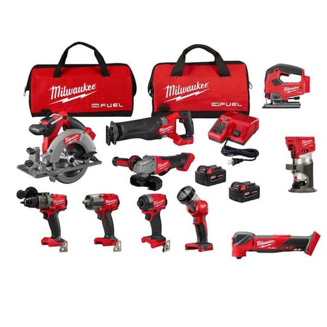 Early Memorial Day Deals Home Depot Milwaukee M18 FUEL 10-Tool Combo Kit w (2) 5.0Ah Batteries