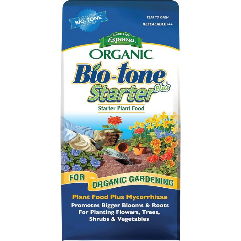 A bag of Espoma Organic Bio-Tone Starter on a white background