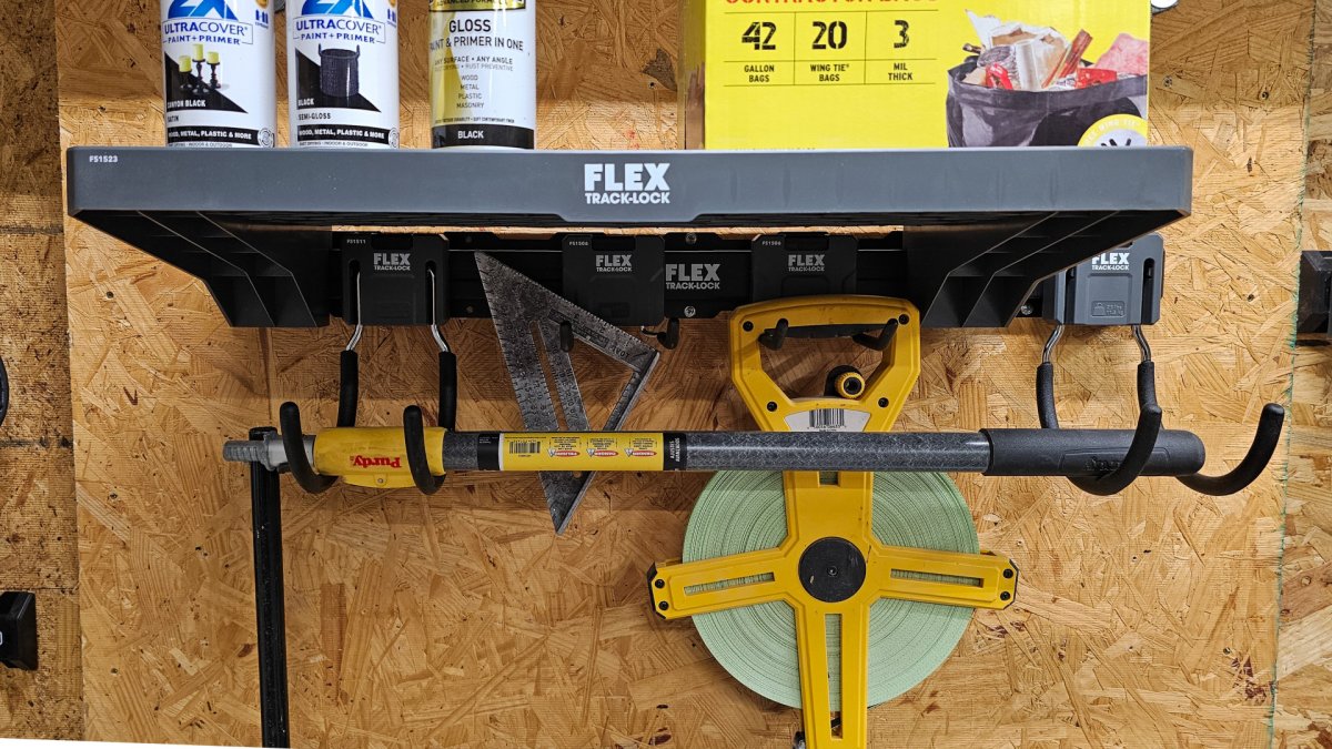 Flex Track-Lock shelving and horizontal holders