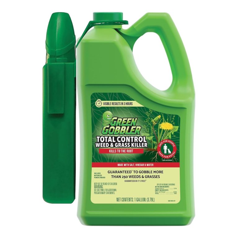 The Green Gobbler Total Control Weed & Grass Killer with spray wand on a white background