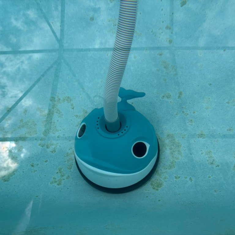 The Hayward W3900 Wanda the Whale Pool Vacuum cleaning the bottom of a pool during testing