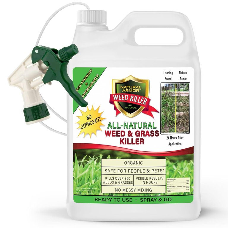 A bottle of Natural Armor All-Natural Weed & Grass Killer on a white background
