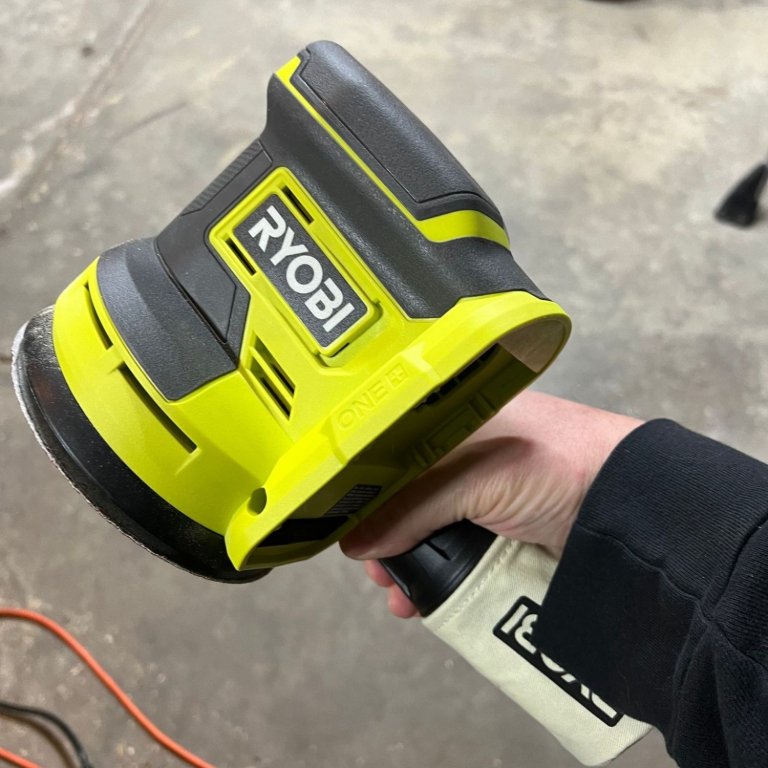 The Random orbital sander in a workshop during testing
