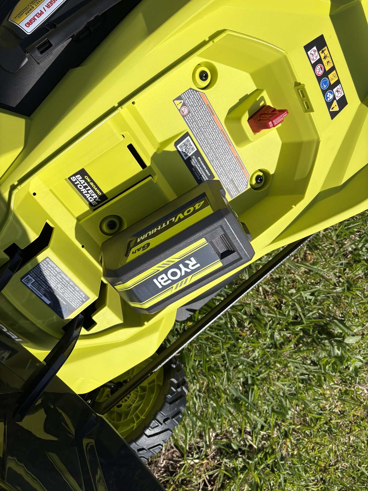 Ryobi small lawn mower battery dock