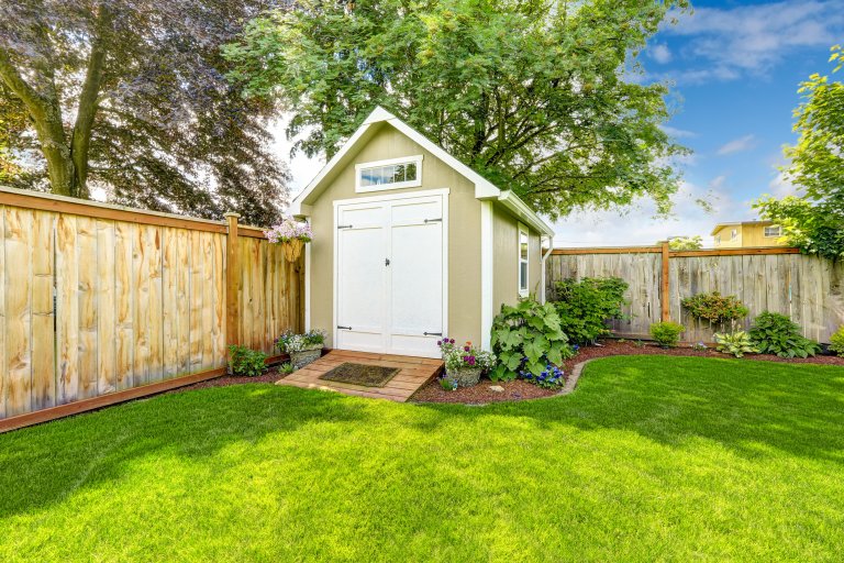 Small Tool Shed in a Tidy Backyard
