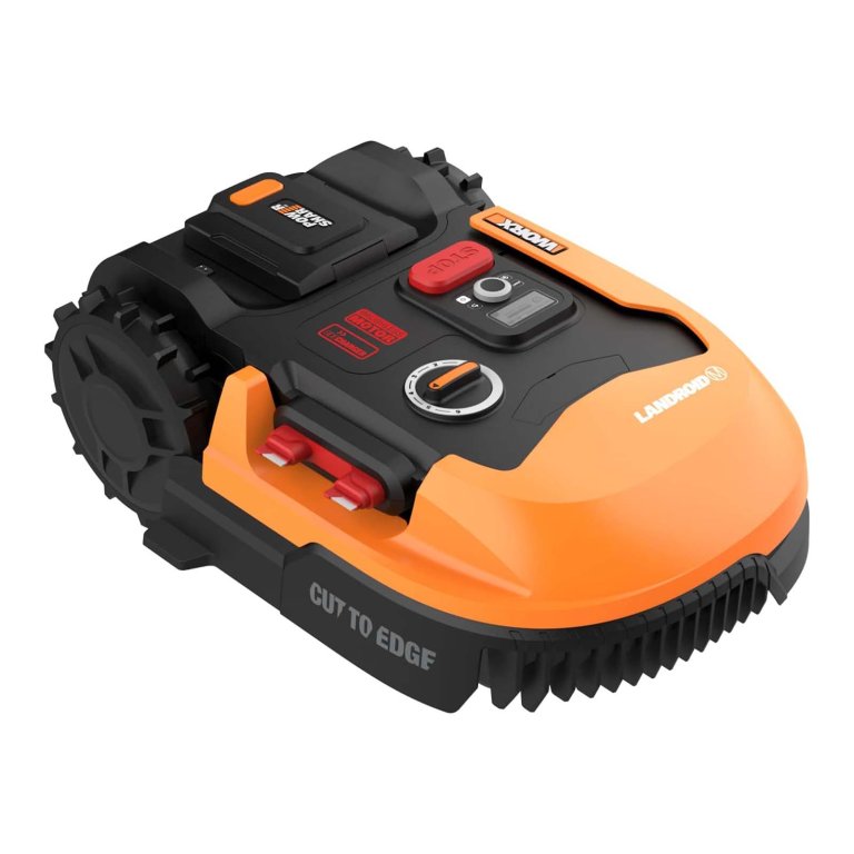 The Worx Landroid M ¼-Acre Robotic Lawn Mower on a white background