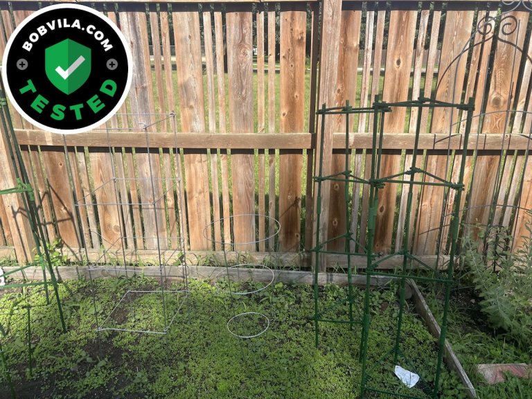 A group of the best tomato cages outdoors during testing