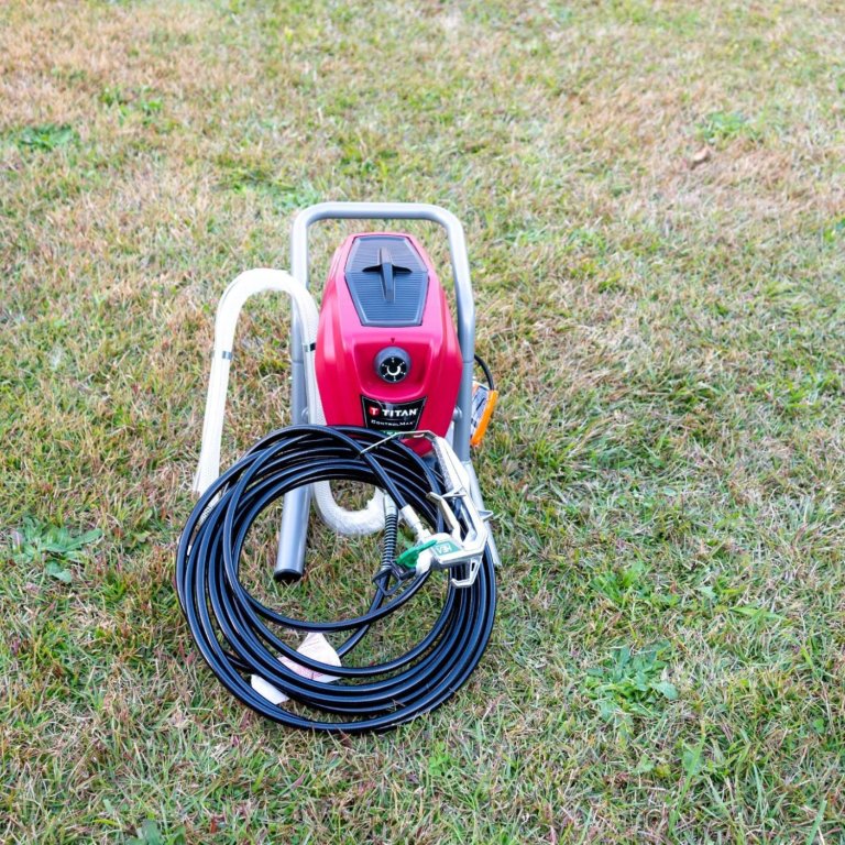 The Titan Tool ControlMax 1700 Pro Paint Sprayer outside before testing