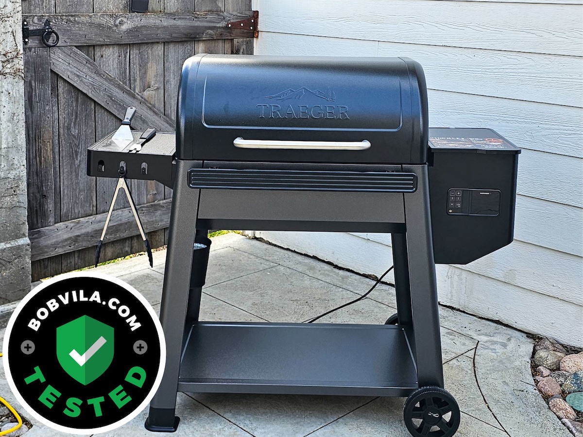 The Traeger Westwood XL set up on a back patio during testing