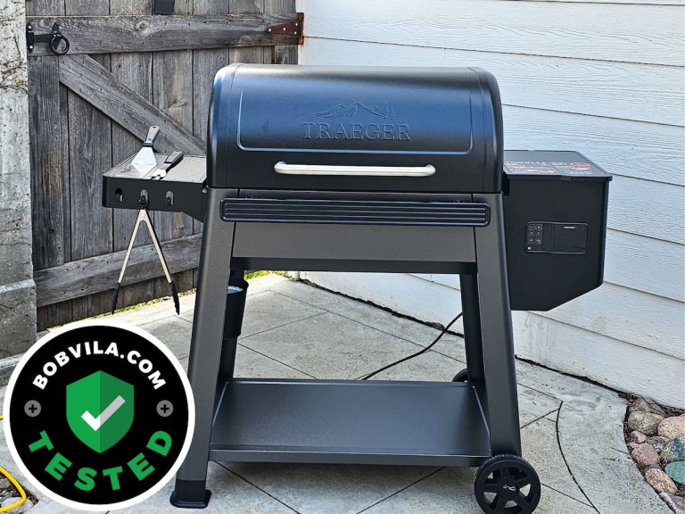 The Traeger Westwood XL set up on a back patio during testing