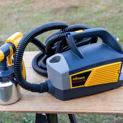 The Wagner Control Spray Max Sprayer on a table before testing