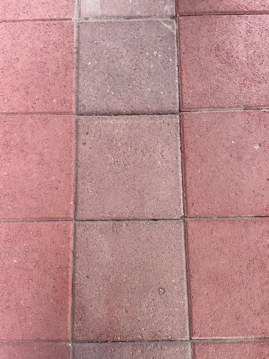 Mixed pavers arranged in a pleasing pattern.